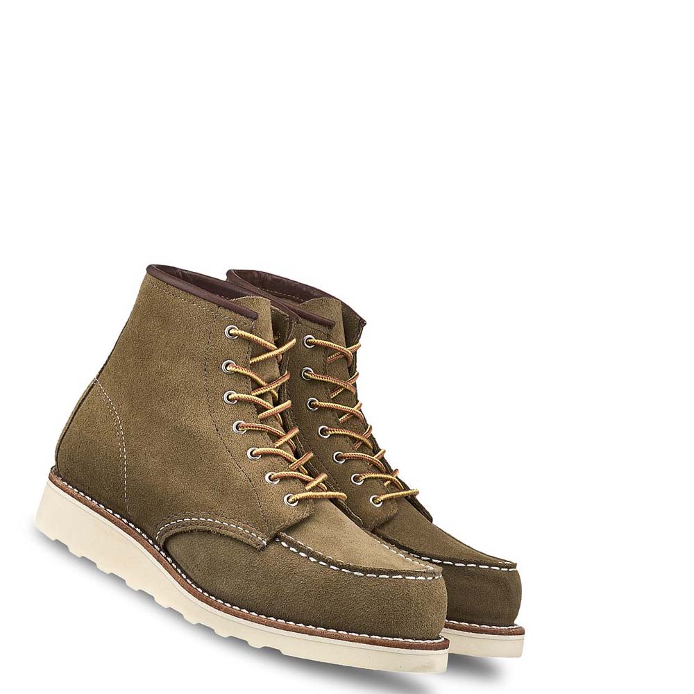 Red Wing 6-inch Classic Moc Heritage Short in Mohave Leather Women's Boots Olive | ZA 132AHK